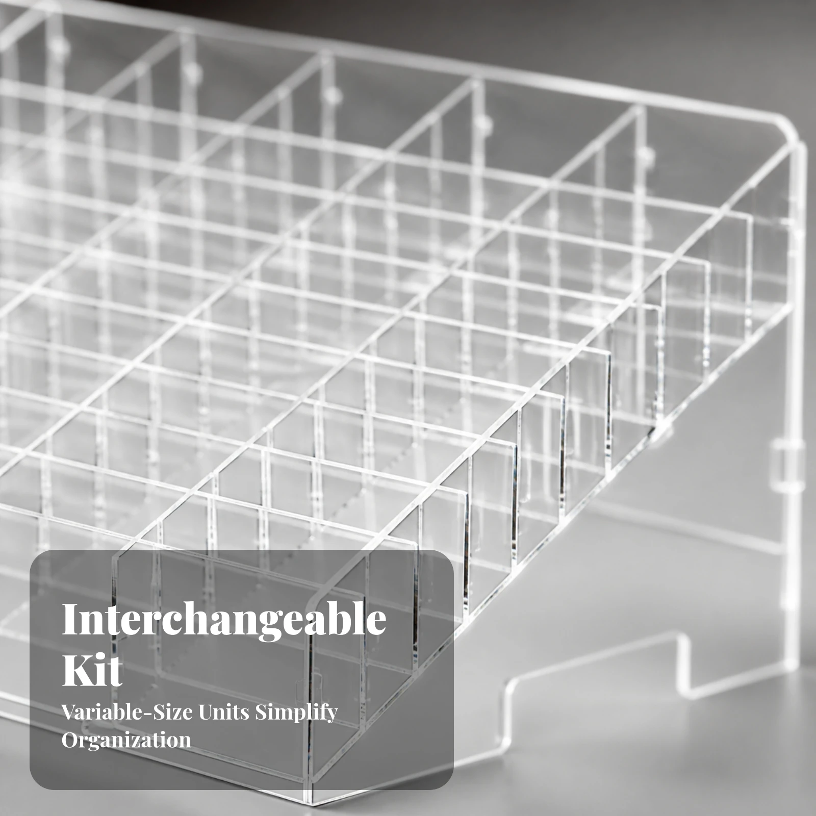 Transparent Desk Organizer with Dividers Compartmentalized Clear Desktop Storage Organizer Stackable Storage Box with Dividers