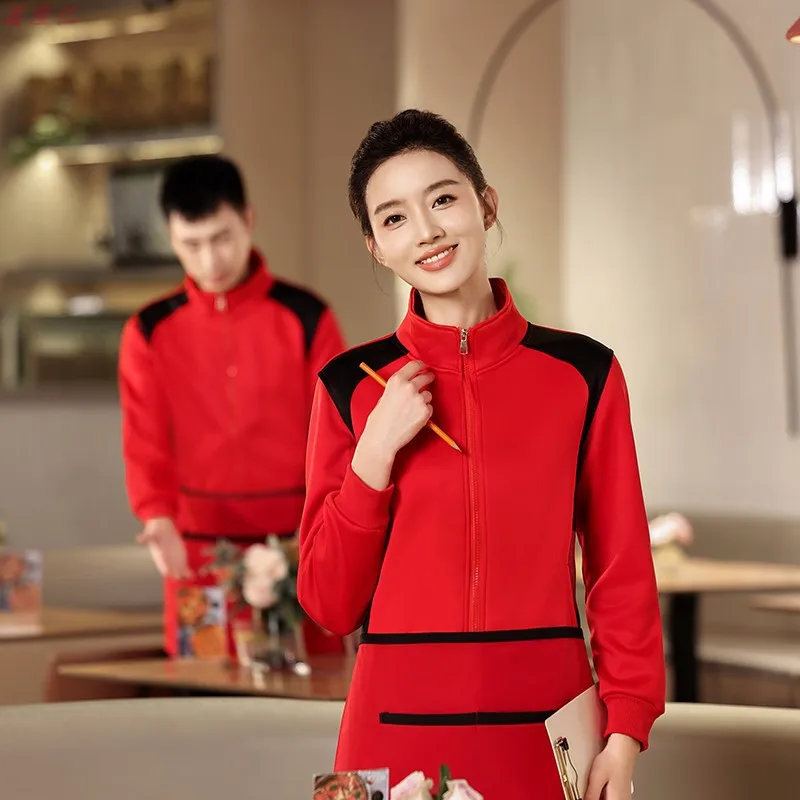 

Fast Food Steak Restaurant Waiter Work Uniform Long Sleeve Milk Tea Restaurant Hot Pot BBQ Restaurant Food Court Autumn Winter S
