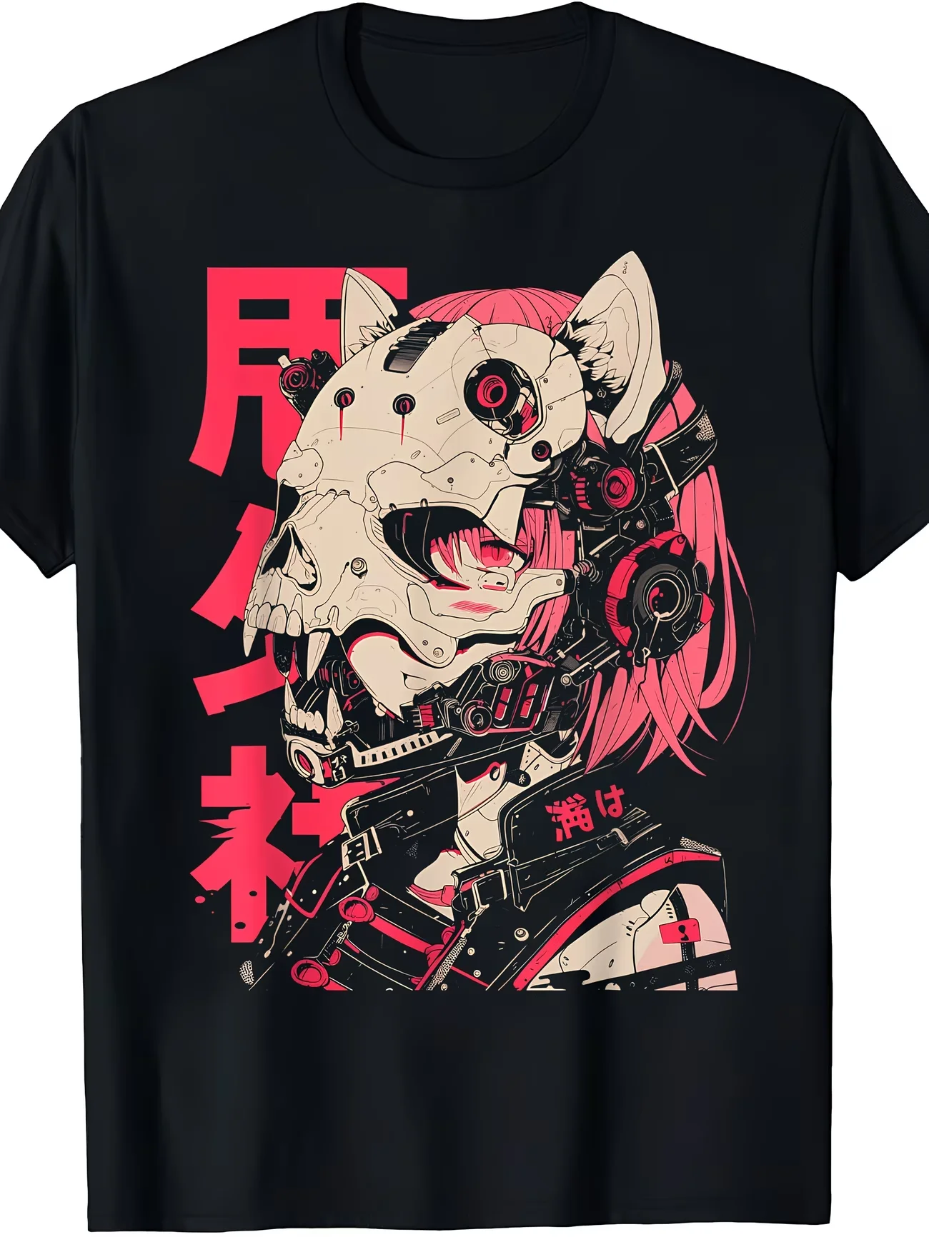 Cyberpunk Anime Cat Girl Design T Shir Men's Cotton Tee Women Summer Oversized Novelty Harajuku Streetwear Casual Trendy Retro