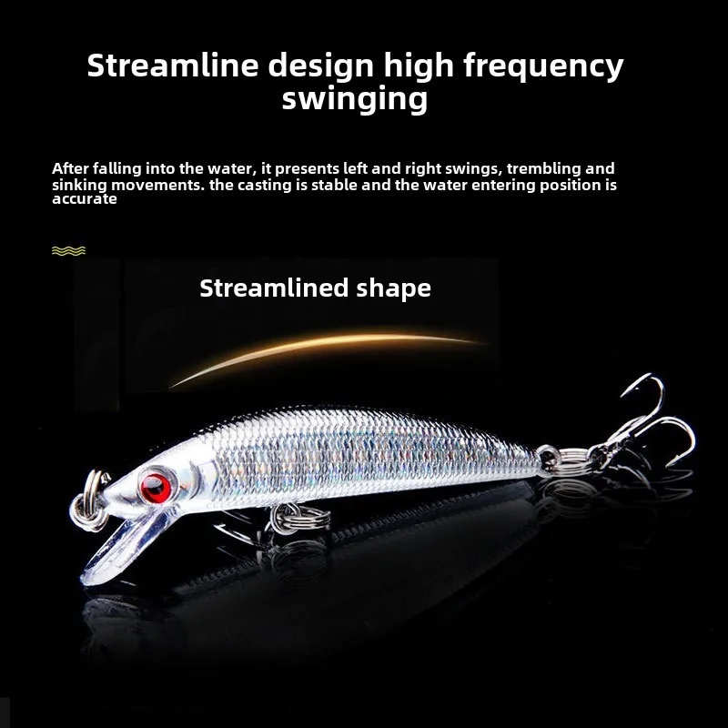 

EASYFISH 1PCS 6cm/4g Slow Sinking Mino Artificial Hard Bait Freshwater Stream Bait 3D Imitation Fish Eye Reinforced Sanbon Hooks