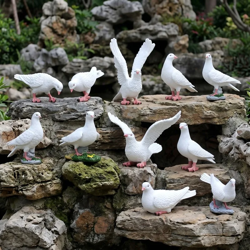 Creative Resin Simulation Pigeon Ornament Outdoor Garden Forest Villa Courtyard Landscape Sculpture White Pigeon Decoration