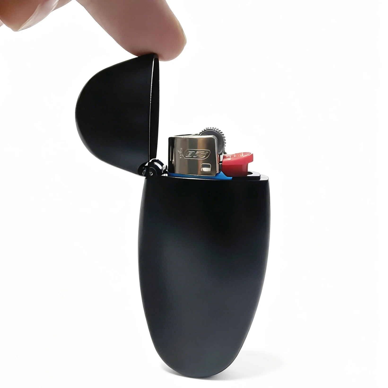 Mini-Metall-Feuerzeughülle mit Deckel für BIC Mini-Feuerzeuge J5 in Silber oder Schwarz, ideal für Zuhause oder den Alltag. – Detail 7