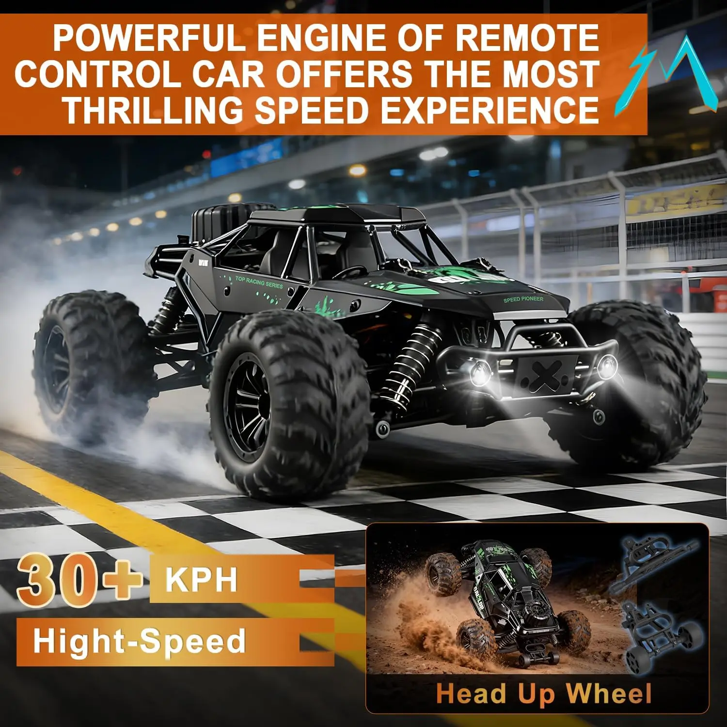 1:16 Scale 4WD High-Speed RC Car for Adults with 30+ KPH, 2.4GHz No-Delay Remote Control, Off-Road All-Terrain Truck for Professional Hobbyists