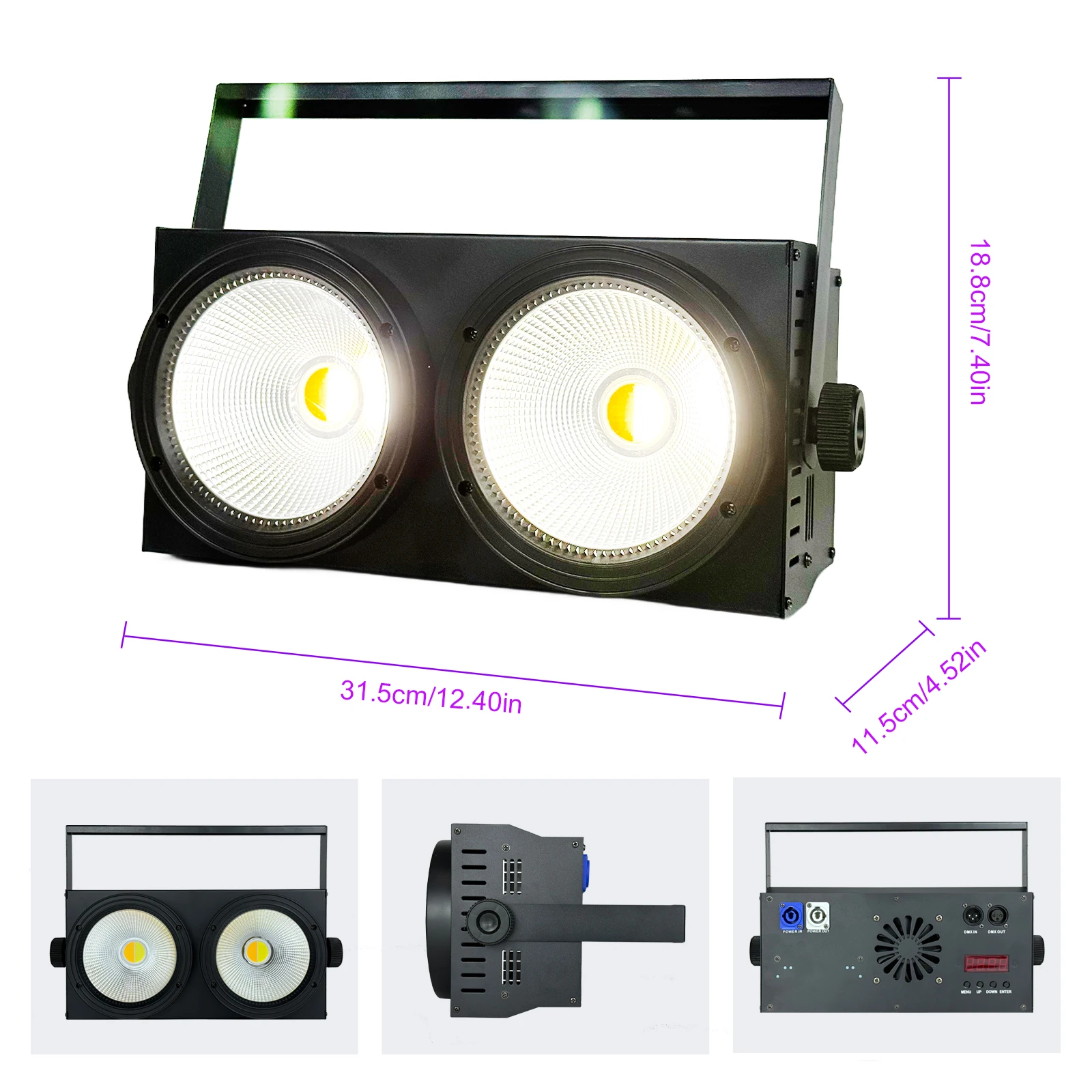 2light 2 Eyes LED COB Blinder Light Cold White/Warm White 2in1 LED Control  2x100W Audience Stage Light Dmx512 ShowParty weddig