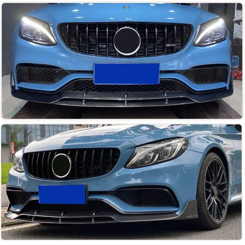 Carbon Fiber Front Bumper Lip Spoiler for Mercedes Benz C Class W205 C63 AMG Coupe 2-Door 2015-2017 Front Lip Apron Body Kit