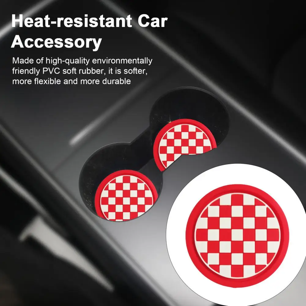 2Pcs Car Cup Coaster PVC Universal Non-Slip Cup Mats Heat-Resistant Reusable Cup Pads Insulating Car Interior Accessories