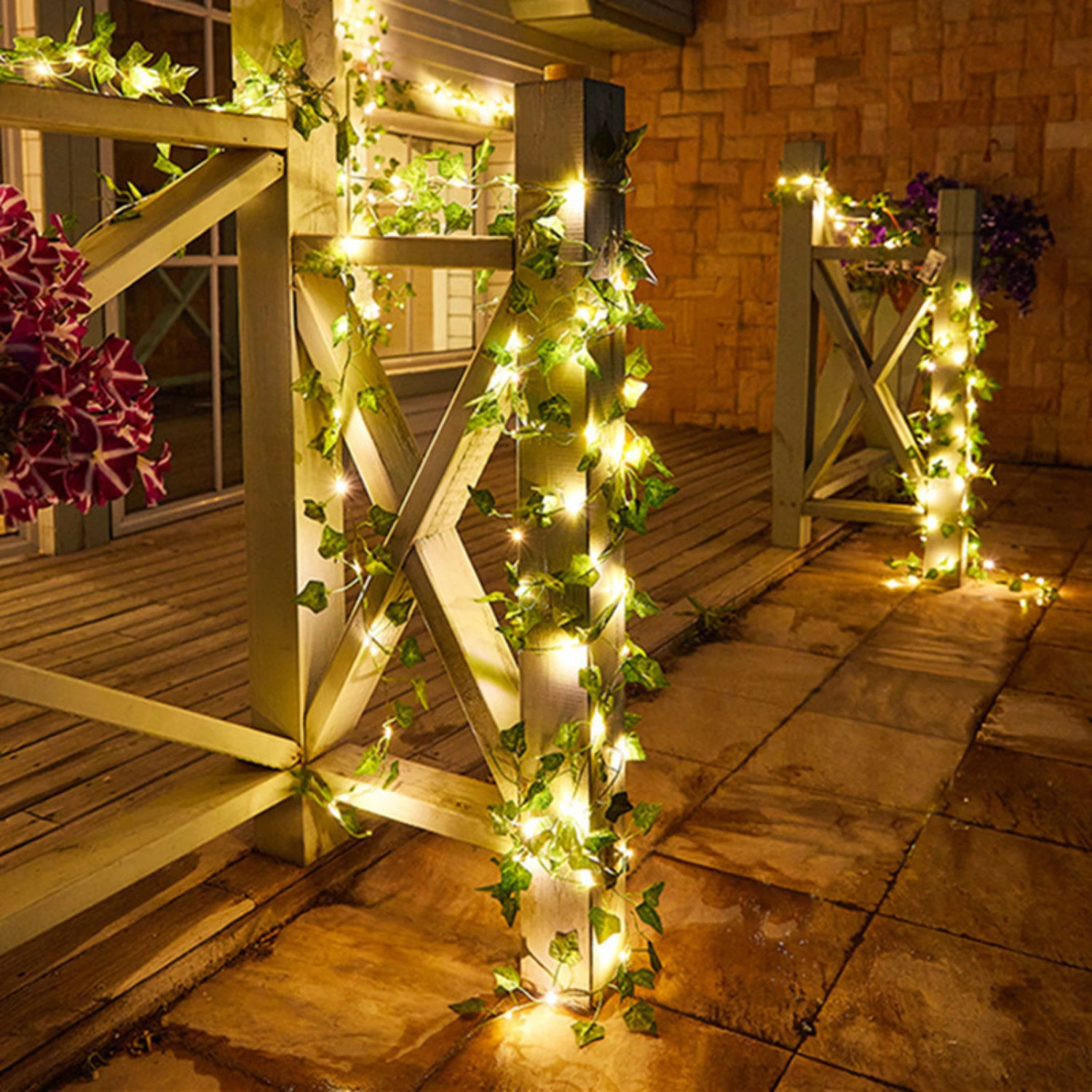 New Beautiful Artificial Leaf Flower Solar Fairy LED Lights Garland for Christmas Decorations, Holiday Tree, Garden Lights, and