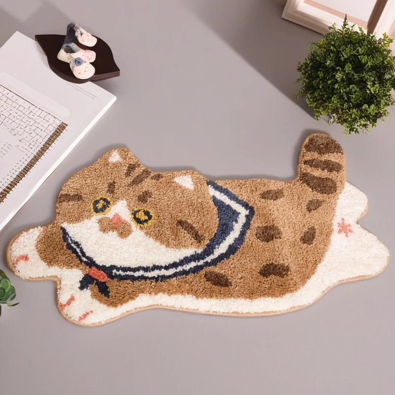 

Cute Cat Non Slip Floor Mat For Bedroom Bedside Bathroom Door Rug Home Decor For Kids And Cat Lovers Cozy Gift Soft Plush