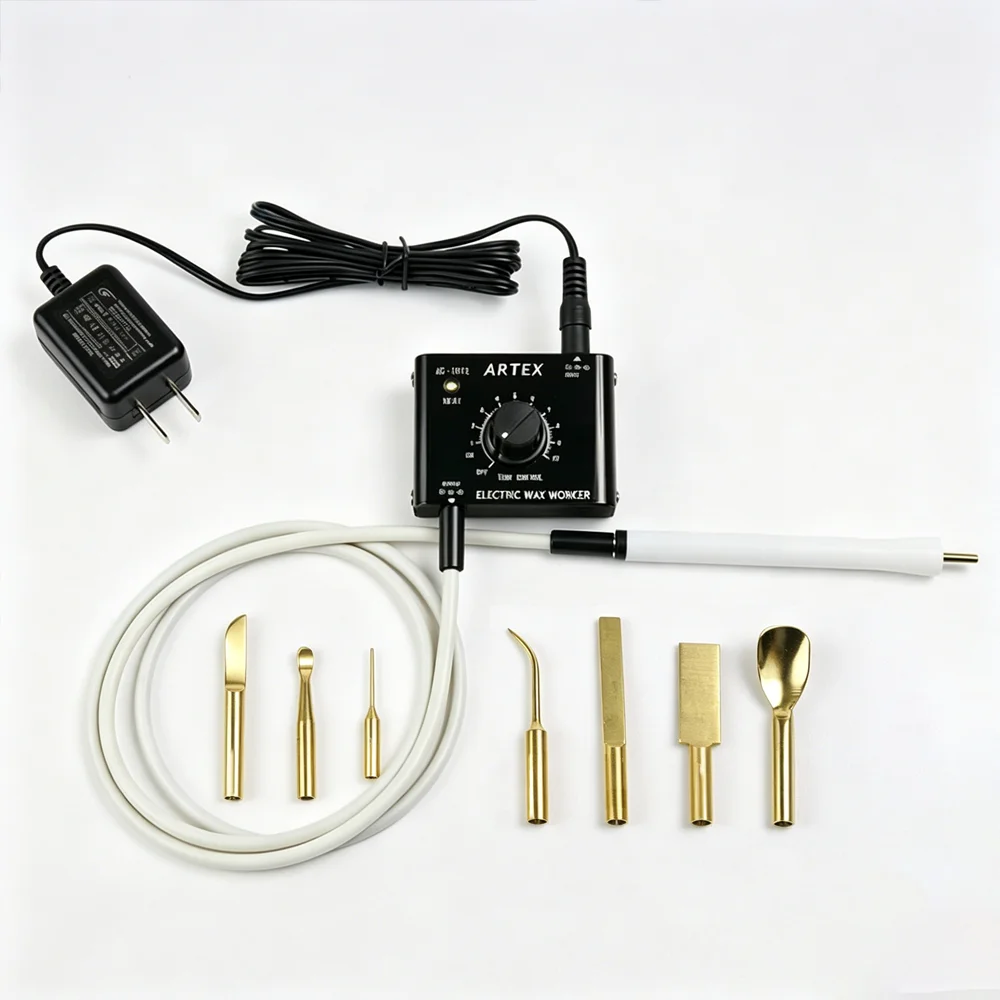 Japan ARTEX 1013-B Compact Wax Carver Set Wax Carving Tool with 7 Replaceable Tips for Jewelry Wax Modeling
