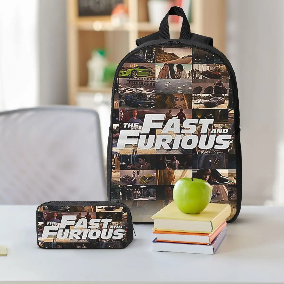 Fast And Furious Legends Tribute Backpack Boys Girls BookBag School Bag Shoulder Bags 3ps Insulated Lunch Bag Pencil Case