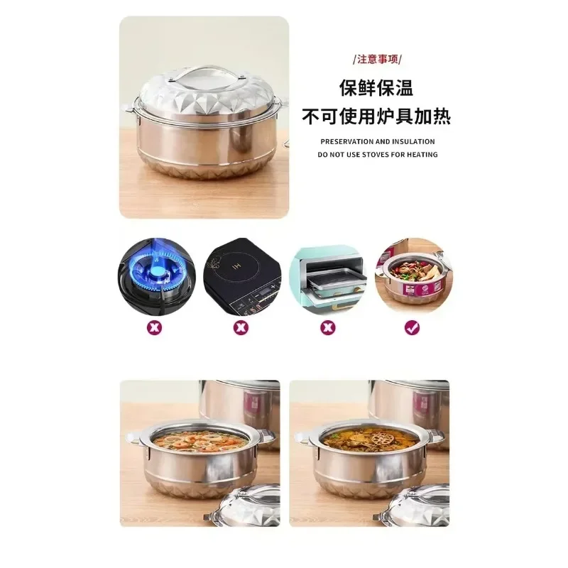 For Double-deck Stainless Steel Silver Pots Sets Cuisine Lunchboxes Heat Preservation Insulation Box Kitchen Food Container BB
