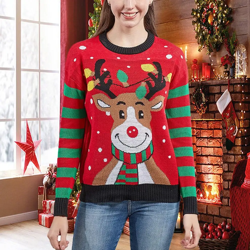 

Features: This women's sweater is knitted and printed, and the overall look is simple and fashionable.