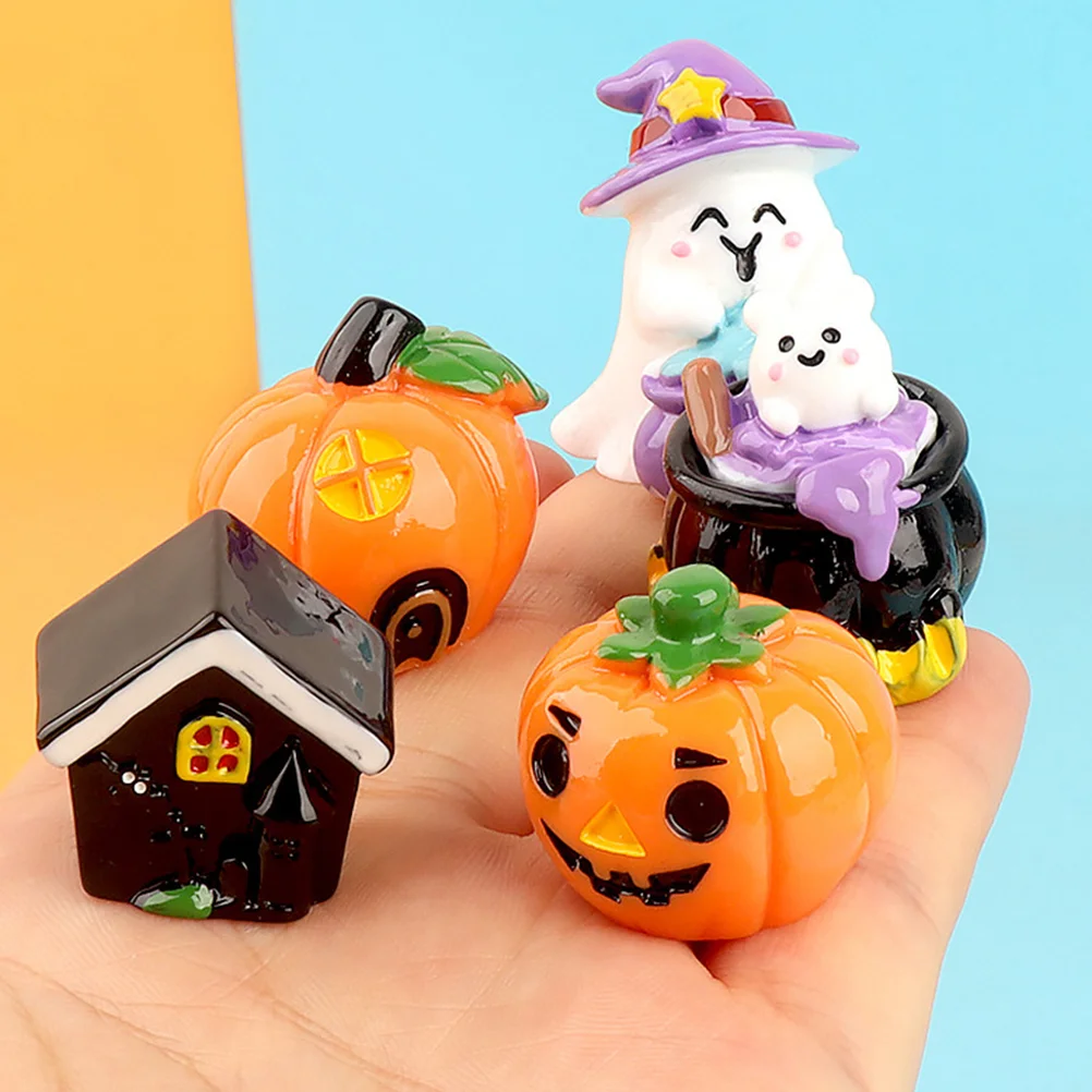 

Halloween Miniature Pumpkin Ghost Ornament Decor Village Accessories Resin Things