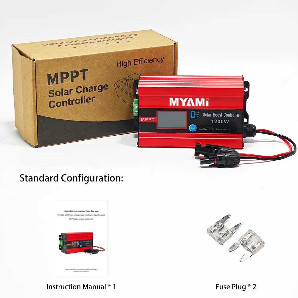 마이아미 MPPT 태양광 부스트 충전 컨트롤러 1200W 조절 가능 48V 60V 72V 최대 30A PV 전류 입력 DC 부스터 리튬인산철 배터리 썸네일 5