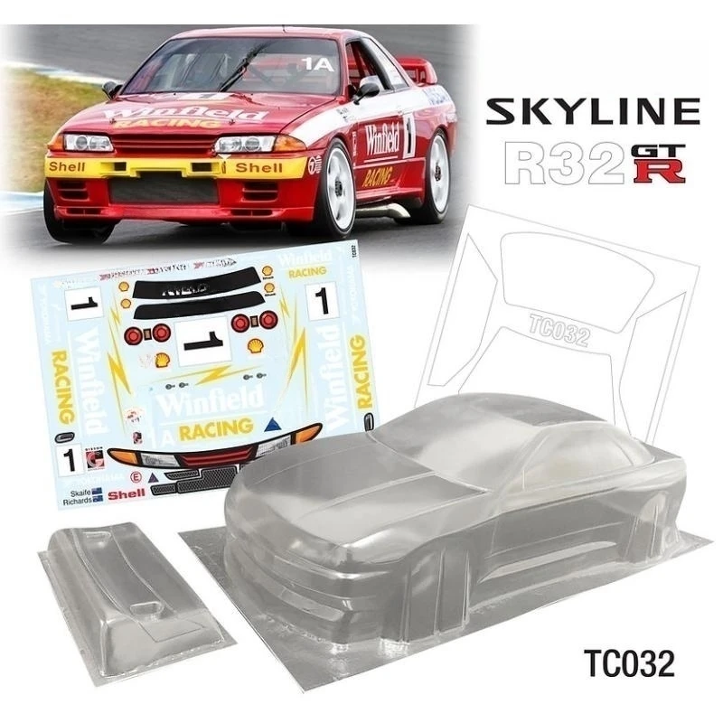 1/10 Rc Bodies 190mm Bodywork Clear Lexan Body Shell W/Rear Wing and Skyline R32 Winfield Decal Sticker for On Road Rc Drift Car