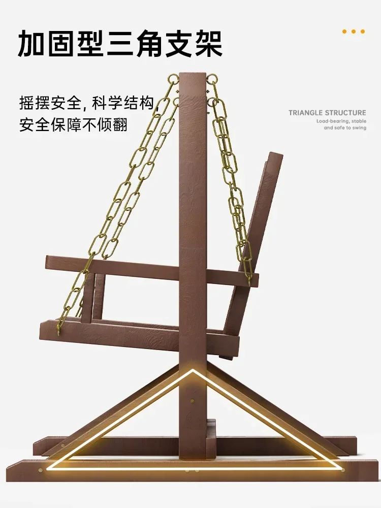 Swing Outdoor Courtyard Garden Balcony Outdoor Rainproof Anti-corrosion Wood Solid Wood Hanging Chair Single Rocking Chair Cyber