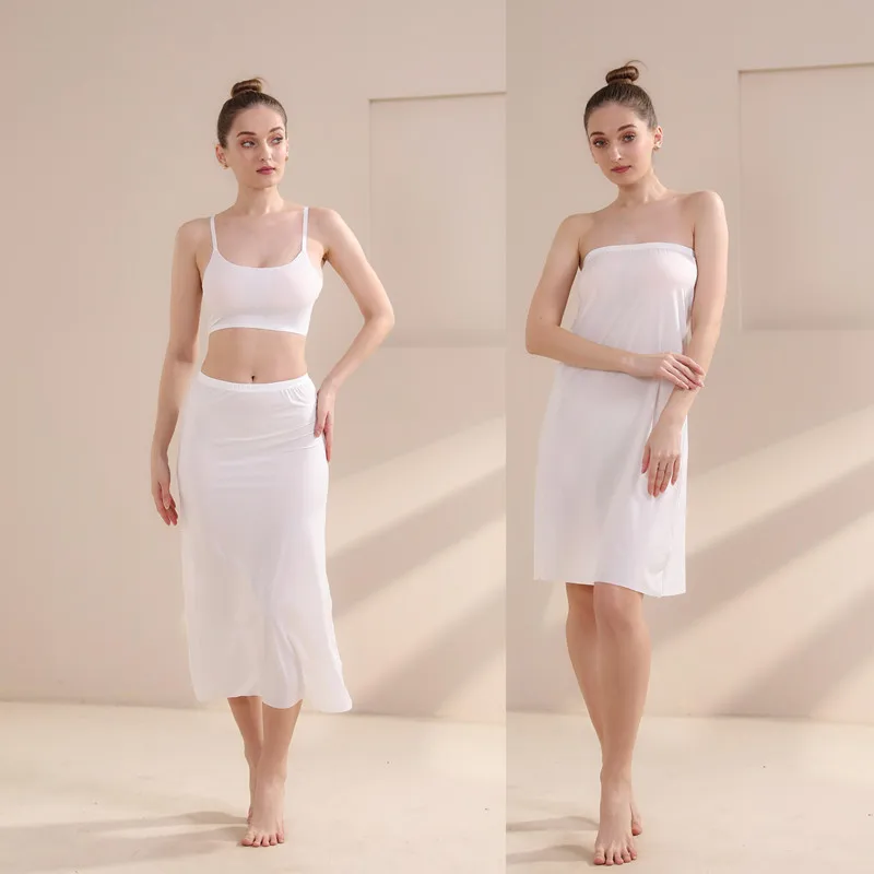 Full Coverage Slip Skirt Cooling Rayon Underskirt  AntiSlip Opaque Lining Seamless Invisible Layer  Length Summer Modesty Skirt