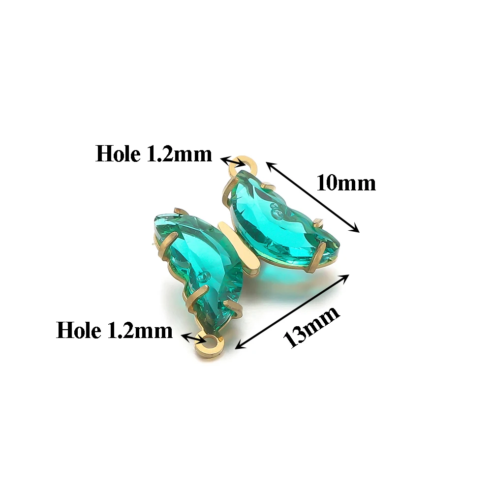5 Stück Edelstahl Exquisite Glas-Schmetterlings-Anhänger Verbinder DIY Schmuckzubehör für Ohrringe, Halsketten und Armbänder – Detail 3