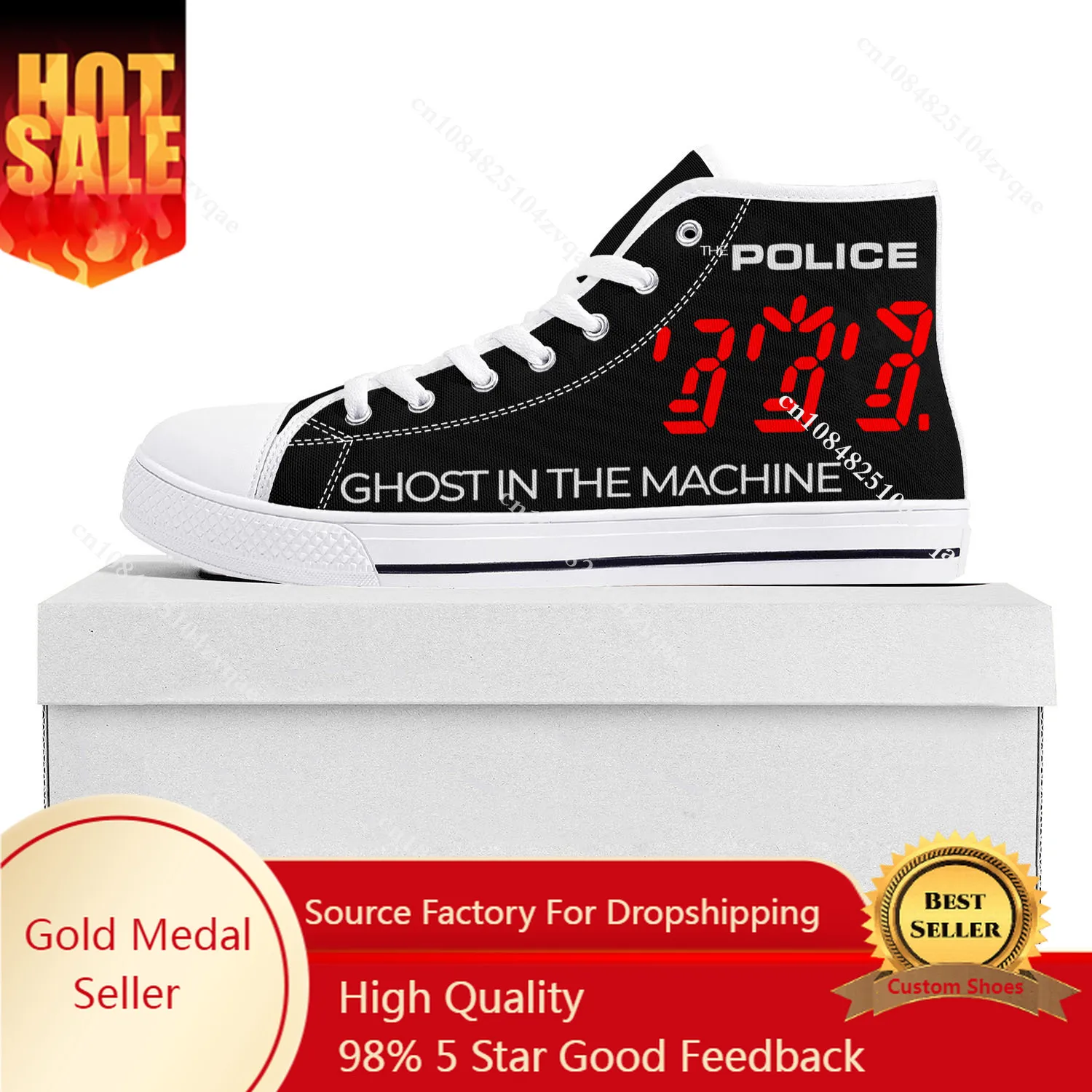 

The Police Band Pop High Top High Quality Sneakers Mens Womens Teenager Canvas Sneaker Casual Couple Shoes Custom Shoe White