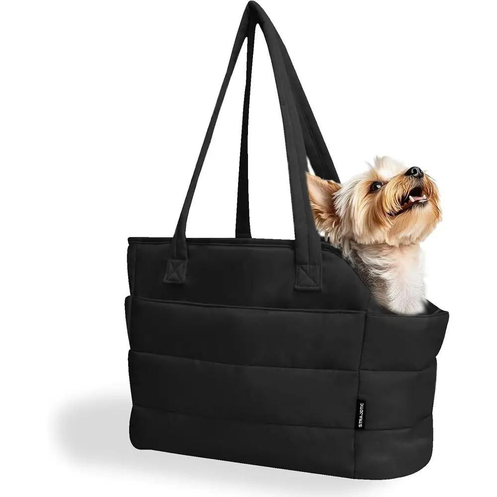 

Lightweight Dog Carrier for Small Dogs Under 15 lbs, Quilted Tote or Puppies with Safety Leash Clip, Hands-Free Dog Carrier Bag
