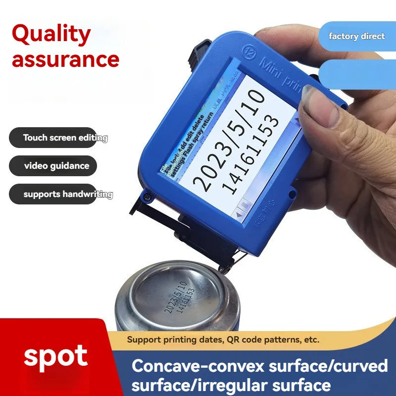 Mini portable label printer production date batch number shelf life inkjet printing QR code pattern code solvent quick drying