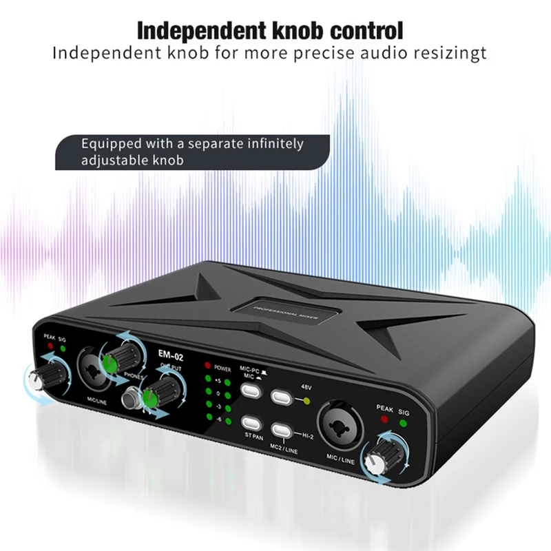 BNVN-고품질 외부 사운드 카드 믹서 USB 컴퓨터 드라이버가 없는 라이브 스트리밍, 기타용 고 샘플링 속도 소형 장치