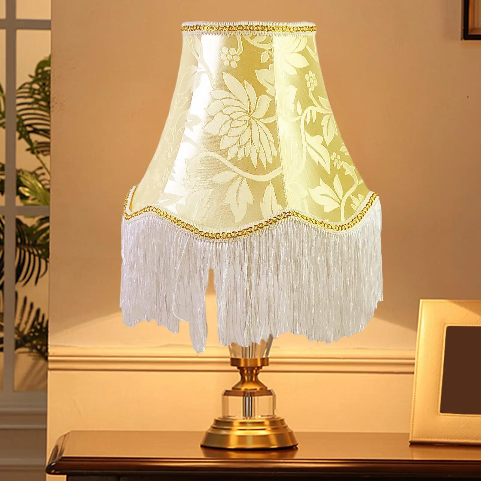 Fringe Lamp Shade Retro for Table Lamp with Beads European Lampshade for Home Restaurant Living Room Bedroom Dining Room