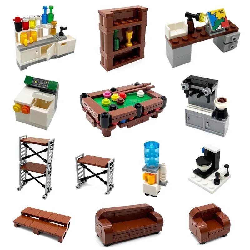 

Modern City Furniture Set with Table, Washing Machine, Coffee Maker, Plastic Toys & Building Blocks for Kids