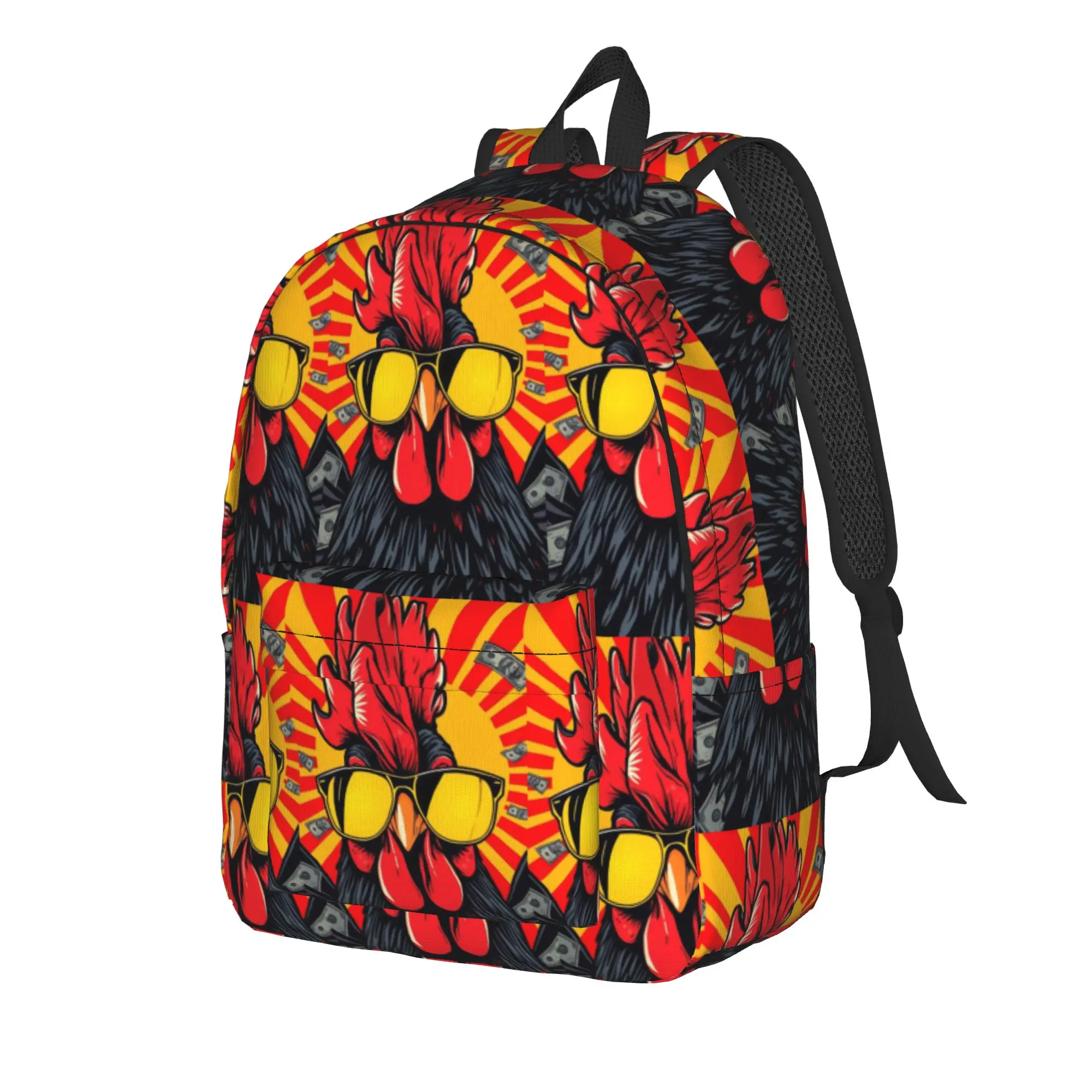 Rooster Pop Graffiti Backpack  Outdoor Style Backpacks Student Unisex Custom Print High School Bags Kawaii Rucksack