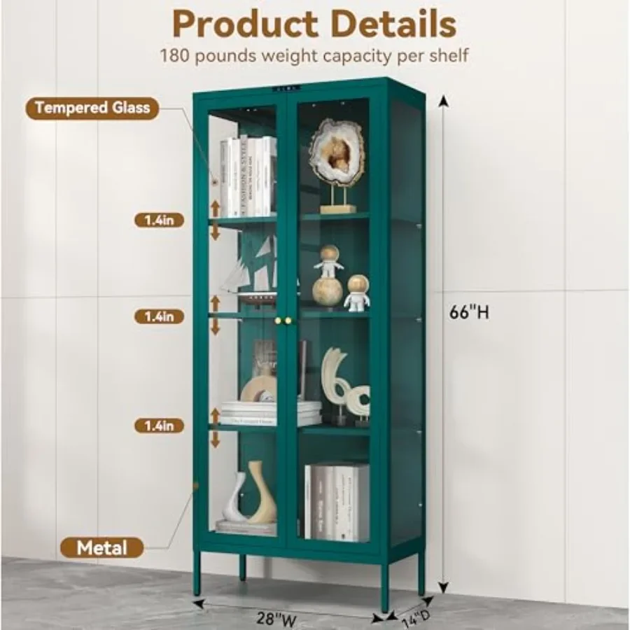 66 Glass Display Cabinet with 8-Color LED for Plants: Indoor Use, Tempered Glass, Clear, Adjustable Lighting Ventilation - view 2
