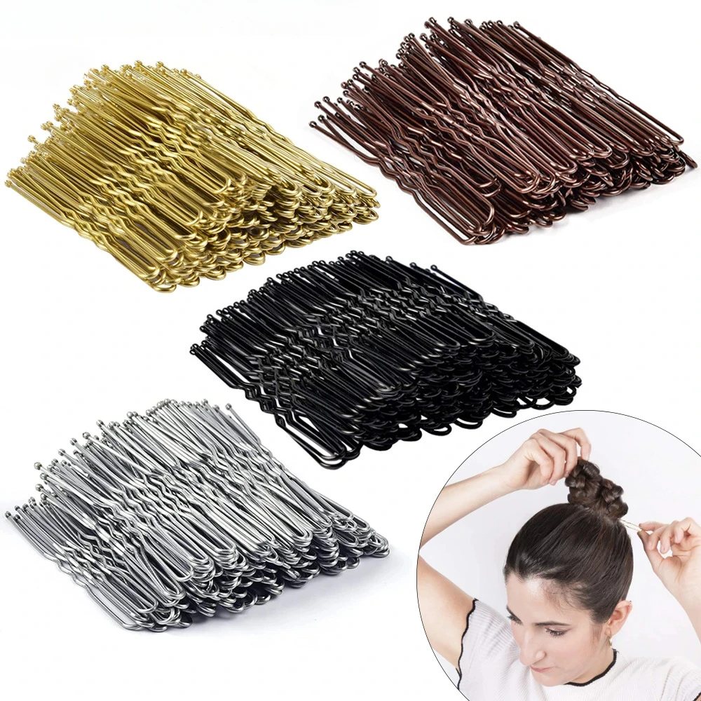 

New Style 100pcs/lot Hair Clip U Shaped Hair Pins Gold/Black/Brown/Sliver Hair Pins for Buns for Women Girls (5/6cm)