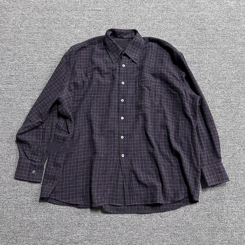 

2024aw High Street Our Legacy Purple Plaid Wool Shirt Oversized T-shirts T-shirt Men T-shirt Men's T Shirt