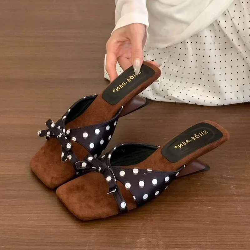 High Heels Women Bow Sandals Trend Slippers Summer Shoes Woman 2026 Elegant Beach Pumps Casual Dress Shoes Mujer De Flip Flops
