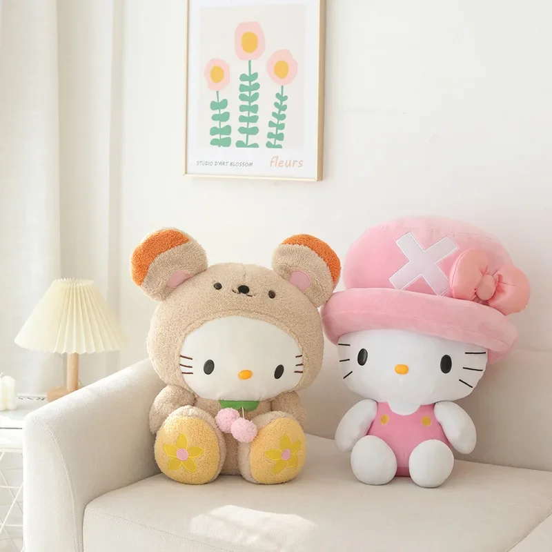 40/45cm Sanrio Helllo Kitty Plush Toys Cosplay Chopper Kawaii Cartoon Cat Pillow Soft Dolls Stuffed Plushes Gift for Children