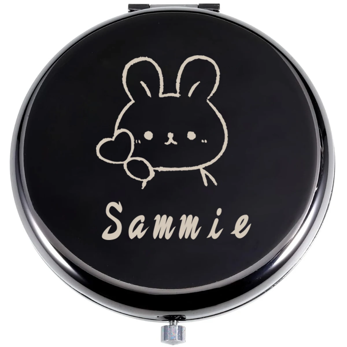 1 قطعة أرنب إبداعي مع الحب مخصص اسم مرآة الجيب دائرة مستديرة مرآة أضعاف مرآة لزفاف العروس وصيفه الشرف