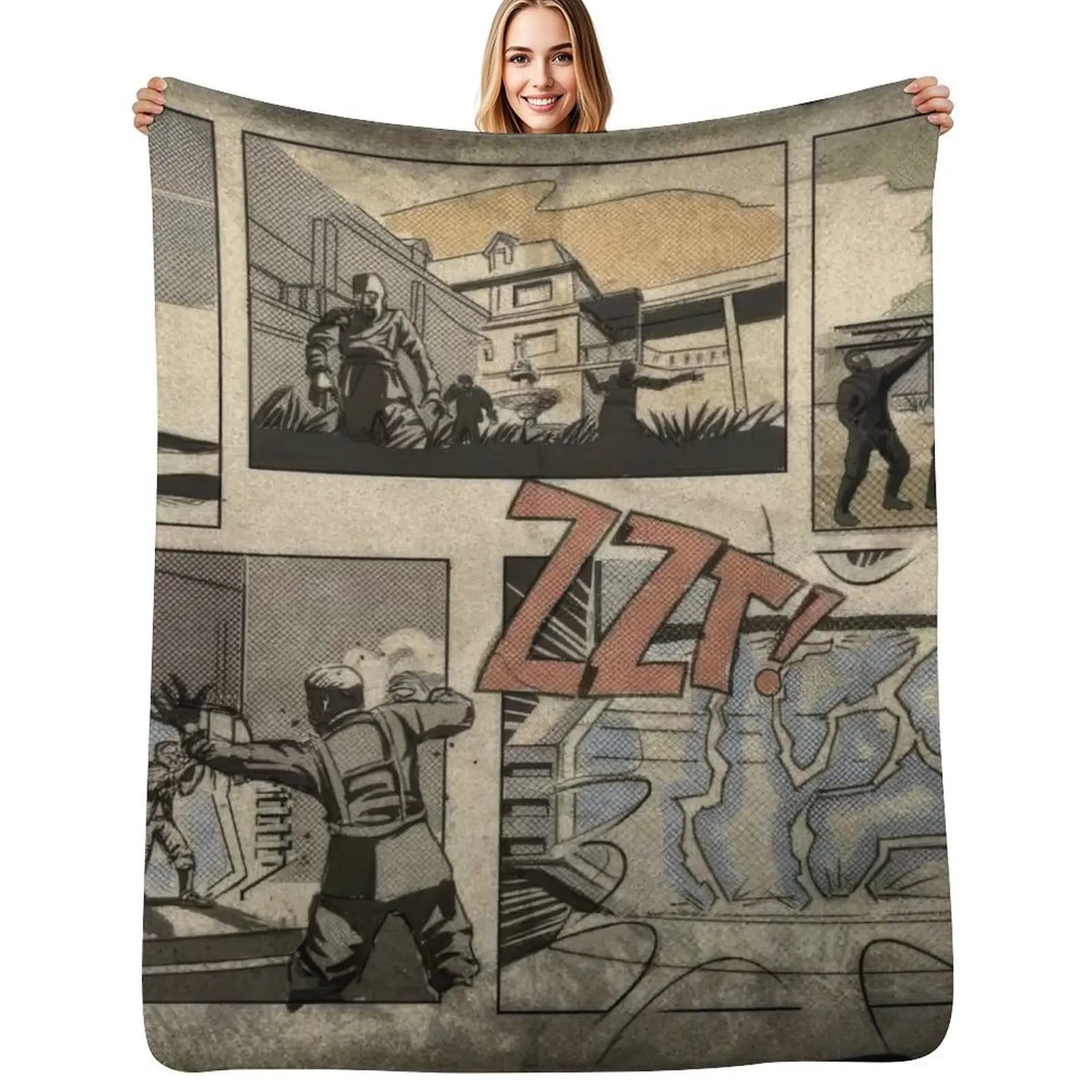 Zombies loading screen comic Throw Blanket Fuzzy Plush Throw Blanket for Sofa Chair