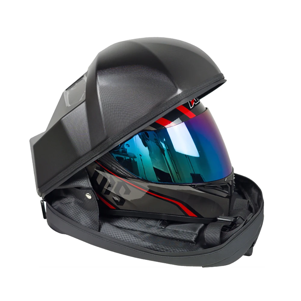Dual Screen LED Motorcycle Helmet Backpack with APP Control, 32x48 Pixel Programmable Glowing Eye Display, Waterproof, N5
