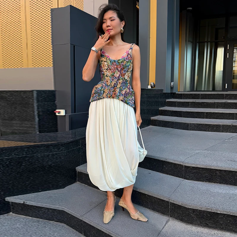 2026 Sommer Herbst Schickes Blumenmuster Slim Top Damen Ärmellos Schulterfrei Rückenfreies Reißverschluss-Top Damenweste Neu – Detail 7