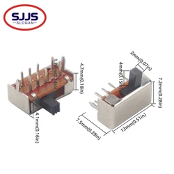 【50-10PCS】SK23D07 SS23D07 Toggle Switch 2P3T 8pins Slide SK-23D07 23D07