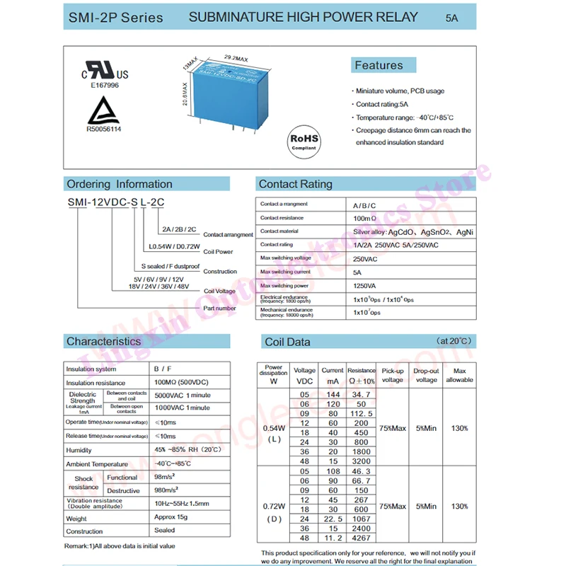 5PCS/lot SMI- 05V 12V 24VDC -SL-2C SMI-05VDC-SL-A SMI-12VDC-SL-C SMI-24VDC-SL-2C 10A 4/5/8PIN Relay 5V 12V 24V 100% Original new