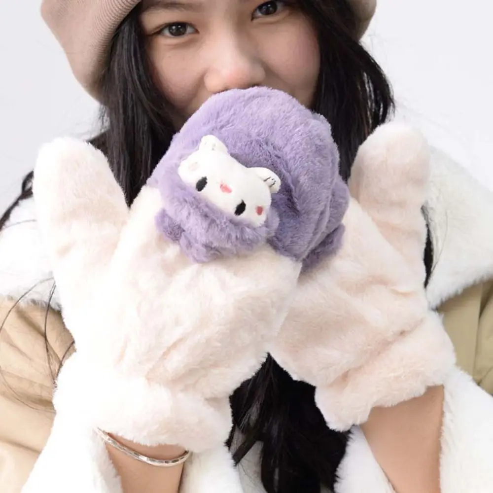 أزياء شاشة تعمل باللمس الكرتون القط الرسن قفازات الكورية نمط كامل فنجر القفازات يندبروف الدافئة ركوب الدراجات القيادة قفازات الشتاء