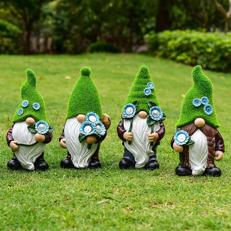 

Solar Gnomes Garden Statues Resin Gnome Figurine and Solar Lights Lantern Outdoor Yard Art Decorations for Garden Patio Lawn