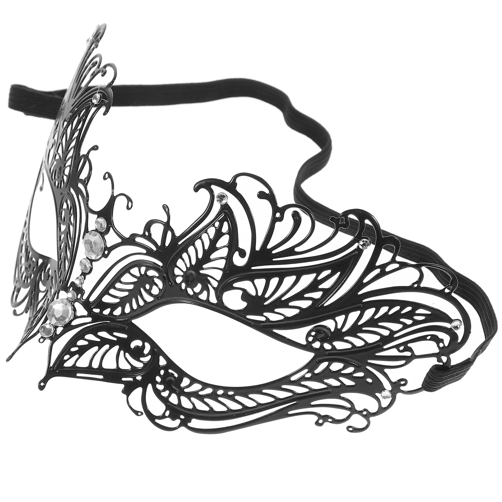 ハーフフェイスブラックアイマスク、仮面舞踏会コスチューム、ハロウィン小道具、コスプレメタルマスク、女性/恋人向け