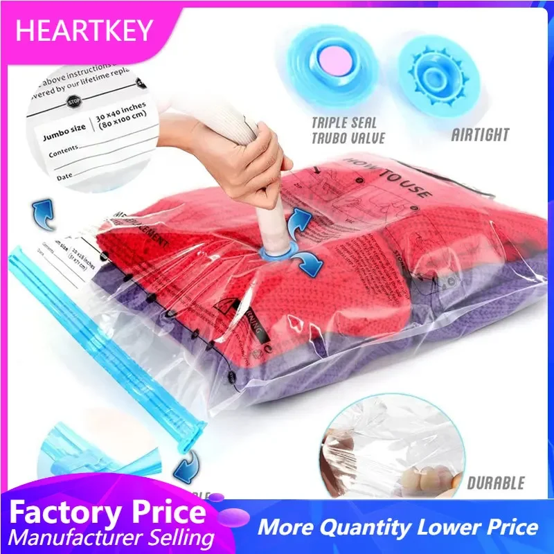 

5pcs/pack Vacuum Storage Bags for Clothes Reusable Compression Organizer Pillows Blanket Bedding Space Saving Seal Packet