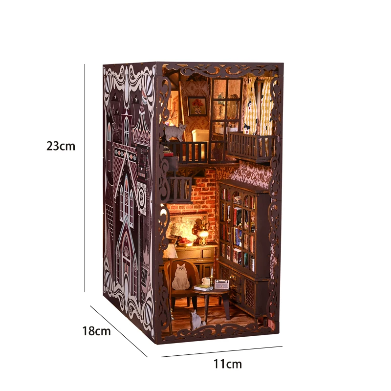 DIY Boek Nook Kit Plank Inser Poppenhuis Modelbouwpakket Houten Boekenplank Kamer Poppenhuis Boekensteun Speelgoed Voor Volwassenen Verjaardagscadeautjes