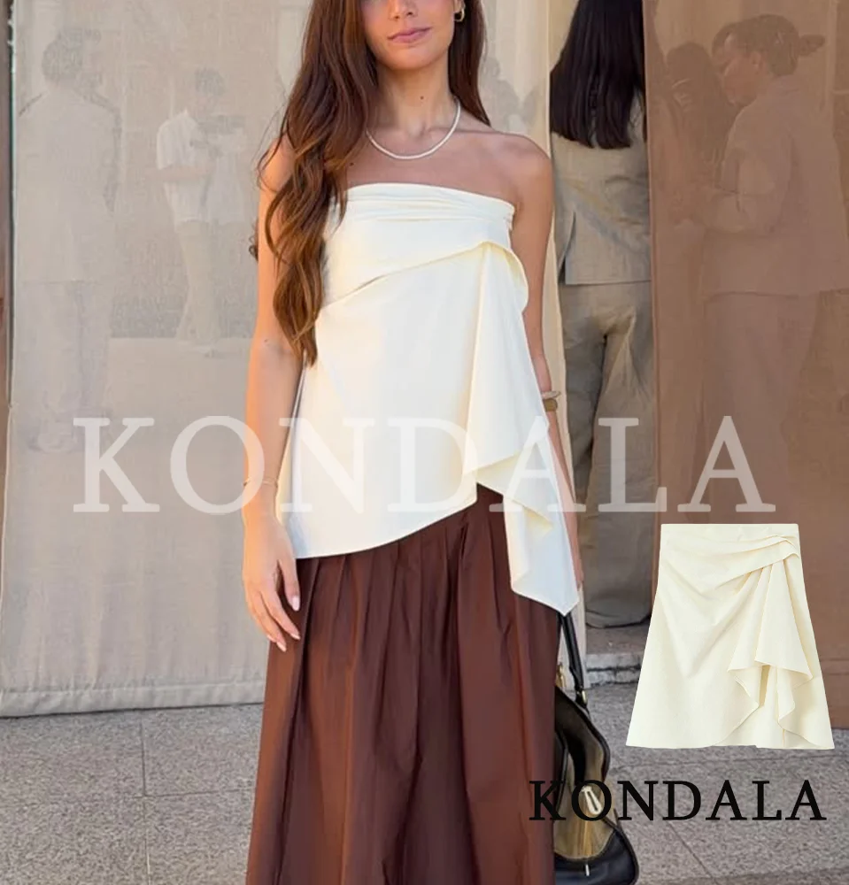 KONDALA Damen Schicke Trägerlose Tops Sommer Elegant Einfach Trendy Tube Tops Neu 2026 Mode High Street Urlaub Lässige Damen Oberteile