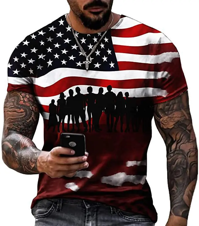 New USA Flag Series Eagle Print T-shirt for Men 3D Fashion Teenage Personality Round Neck Tops Summer y2k Streetwear Clothing