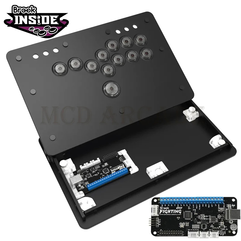 Punk Workshop Mini HitBox Controller With Brook Wingman FGC Adapter Kit For PC/PS4/PS5 Original PUNK WORKSHOP Chip and Button