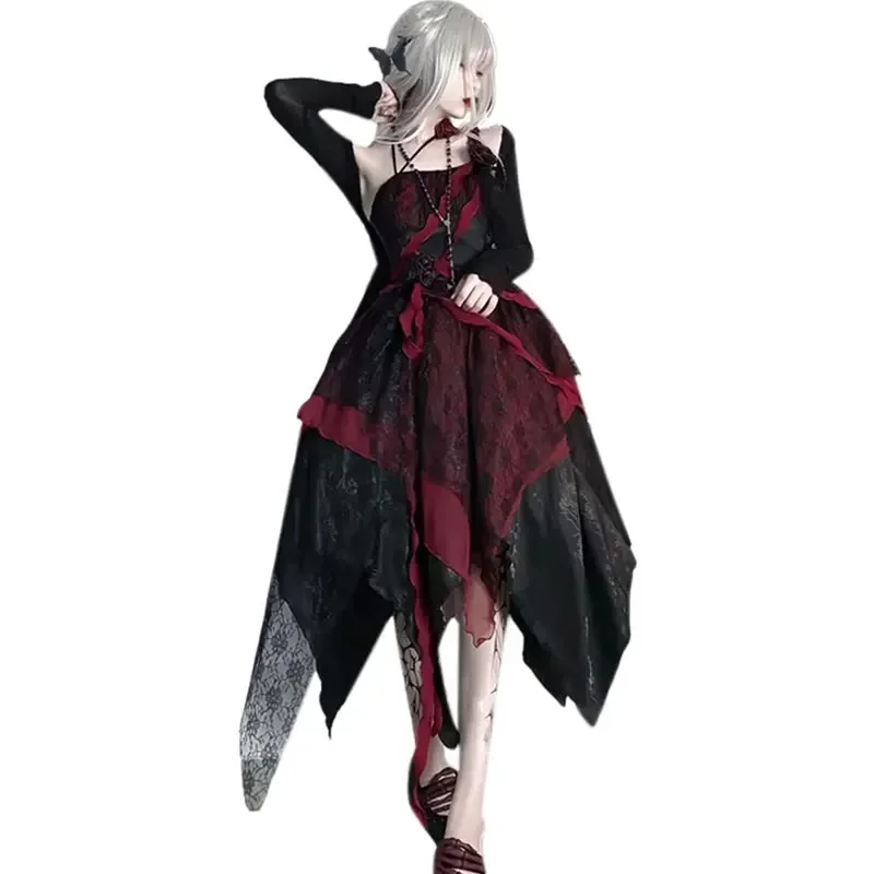 

Daily Lolita French stunning irregular camisole dress for runaway princess dress with waist length skirt 2025 ASDEF