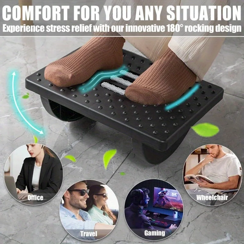 Foot Rest for Under Desk at Work - Ergonomic Foot Stools for Under Office Desk -Rocking Footrest with Roller Massager -Leg Rest image 4
